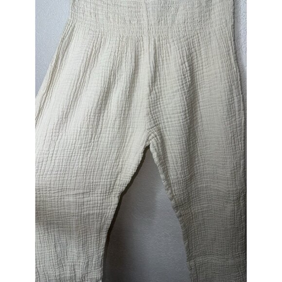 Lotus & Luna Wide Leg Gauze Pull On Pants in Beige 100% Cotton Size S/M Boho 1C - Picture 6 of 8